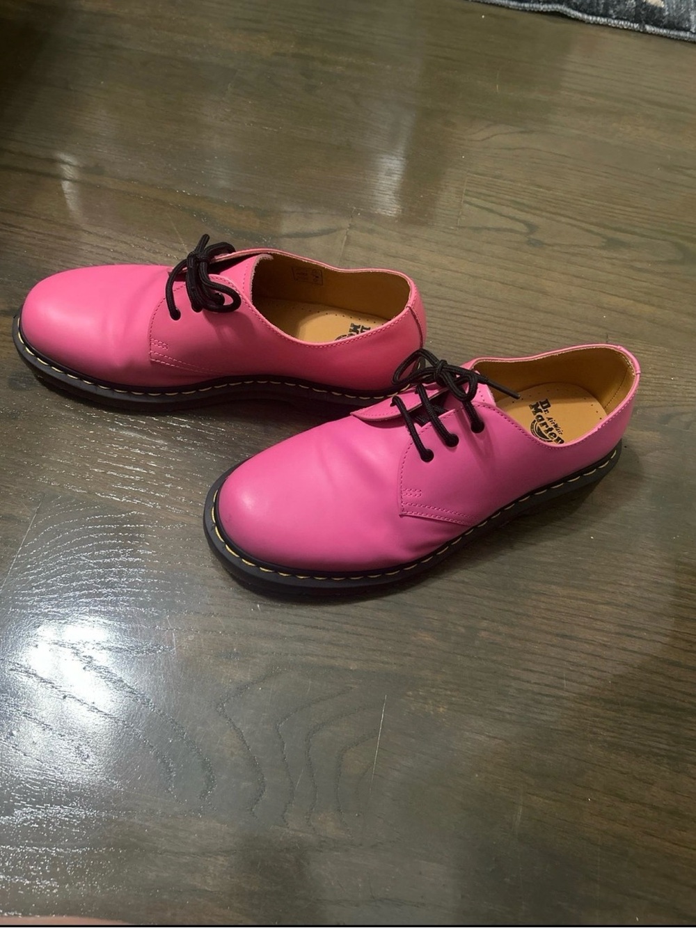 Dr. Martens Pink 3-Eye Leather Oxfords with Black Laces